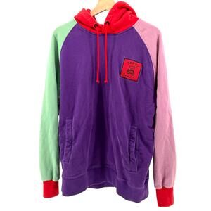 Teddy Fresh Purple Colorblock 100% Cotton Streetwear Patchwork Hoodie